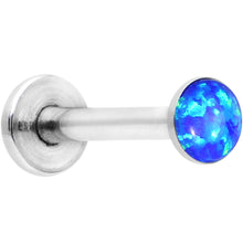 Load image into Gallery viewer, 16G 5/16 Steel 3mm Synthetic Blue Opal Internal Thread Labret