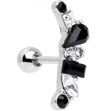Load image into Gallery viewer, 1/4 Clear and Black Gem Jumble of Jewels Left Ear Cartilage Earring