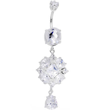Load image into Gallery viewer, 925 SilverClear CZ Pretty Princess Dangle Belly Ring