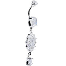 Load image into Gallery viewer, 925 SilverClear CZ Pretty Princess Dangle Belly Ring