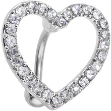 Load image into Gallery viewer, Clear Cubic Zirconia Hollow Heart Top Mount Belly Ring