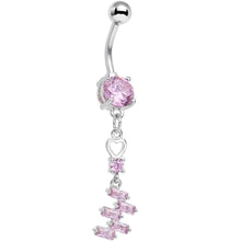 Load image into Gallery viewer, Pink CZ Gem Straight From the Heart Dangle Belly Ring