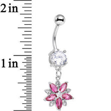 Load image into Gallery viewer, Clear Pink CZ Gem Wear Me Wildflower Dangle Belly Ring
