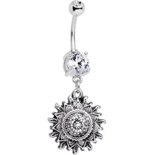 Load image into Gallery viewer, Clear Gem Mandala Flower Dangle Belly Ring