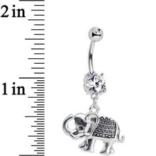 Load image into Gallery viewer, Clear Gem Wish Me Luck Elephant Dangle Belly Ring