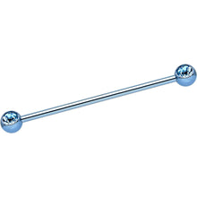 Load image into Gallery viewer, Light Blue Anodized Titanium Double Gem Industrial Barbell 35mm