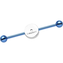 Load image into Gallery viewer, Licensed Blue Anodized Captain America Logo Industrial Barbell 35mm