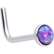 Load image into Gallery viewer, 20G 2mm Purple Synthetic Opal L-Shaped Nose Ring