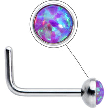 Load image into Gallery viewer, 20G 2mm Purple Synthetic Opal L-Shaped Nose Ring
