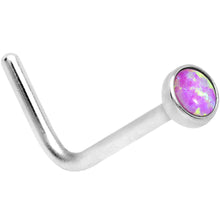 Load image into Gallery viewer, 20G 2mm Purple Synthetic Opal L-Shaped Nose Ring