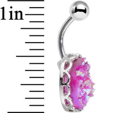 Load image into Gallery viewer, Pink Faux Druzy Scalloped Setting Belly Button Ring