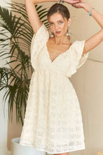 Load image into Gallery viewer, Tie Back V-Neck Ruffle Sleeve Summer Dress For Women – Elegant, Chic & Trendy V-Neck Fluttering Dress with Ruffles & Tie Detail