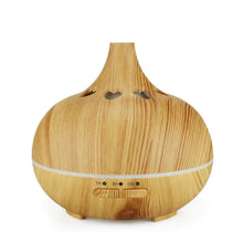 Load image into Gallery viewer, Modern Heart Shapes Aromatherapy Diffuser 550ml With Remote Control Cool Mist Humidifier Ultrasonic Aroma Essential Oil Diffuser for Office Home Bedroom Living Room Study Yoga Spa - Wood Grain, 7 Colors LED Light