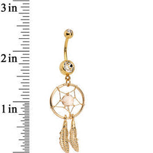 Load image into Gallery viewer, Dream Catcher Feather Belly Ring Created with Crystals