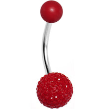 Load image into Gallery viewer, Red Acrylic Textured Ball Belly Ring