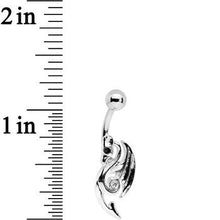 Load image into Gallery viewer, Clear and Black Gem Dragon Belly Ring