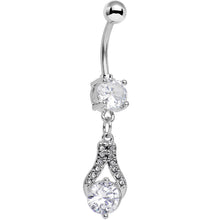 Load image into Gallery viewer, Clear Cubic Zirconia Athena Teardrop Dangle Belly Ring