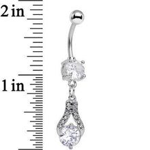 Load image into Gallery viewer, Clear Cubic Zirconia Athena Teardrop Dangle Belly Ring