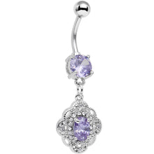 Load image into Gallery viewer, Purple CZ Yorkshire Lace Dangle Belly Ring