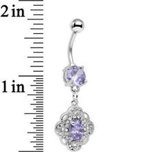 Load image into Gallery viewer, Purple CZ Yorkshire Lace Dangle Belly Ring