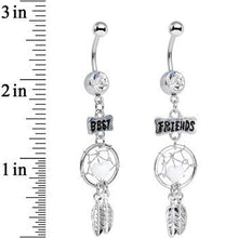 Load image into Gallery viewer, Clear Gem Best Friends Dreamcatcher Dangle Belly Ring Set