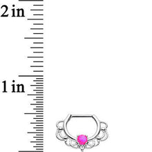 Load image into Gallery viewer, 16G Clear Gem Pink Imitation Opal Rope Accent Septum Clicker