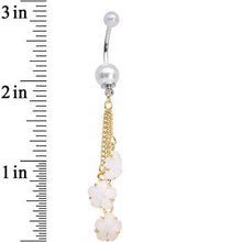 Load image into Gallery viewer, Golden Chain Pearly White Floral Dangle Belly Ring