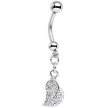 Load image into Gallery viewer, Half of My Heart Clear Gem Encrusted Dangle Belly Ring