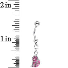 Load image into Gallery viewer, Half of My Heart Rose Flower Gem Encrusted Dangle Belly Ring