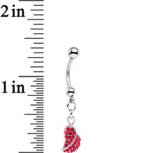 Load image into Gallery viewer, Half of My Heart Red Gem Encrusted Dangle Belly Ring