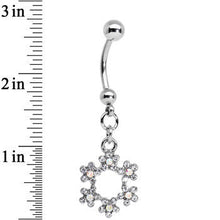 Load image into Gallery viewer, Clear and Aurora Decorated Snowflake Dangle Belly Ring