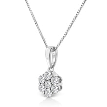 Load image into Gallery viewer, 14KT White Gold 1/2 cttw Diamond Floral Cluster Pendant Necklace (HI, SI2-I1)