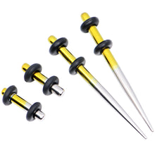 Load image into Gallery viewer, 8G Yellow and Gray Titanium IP Steel Taper Plug Set