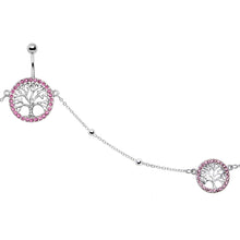 Load image into Gallery viewer, 38 Pink Accent Tree of Life Charm Dangle Belly Chain