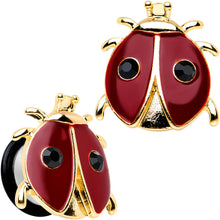Load image into Gallery viewer, 9/16 Red and Black Ladybug Stainless Steel Single Flare Plug Set