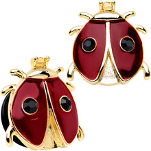 Load image into Gallery viewer, 18mm Red and Black Ladybug Stainless Steel Single Flare Plug Set