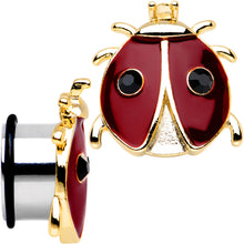 Load image into Gallery viewer, 18mm Red and Black Ladybug Stainless Steel Single Flare Plug Set