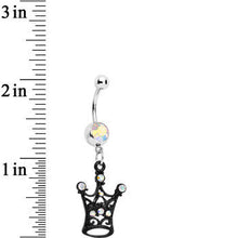 Load image into Gallery viewer, Aurora Czech Stone Black Victorian King Crown Dangle Belly Ring