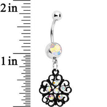 Load image into Gallery viewer, Aurora Czech Stone Black Quinate Romance Dangle Belly Ring