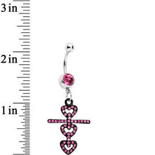 Load image into Gallery viewer, Pink Czech Stone Black Snowman of Love Dangle Belly Ring