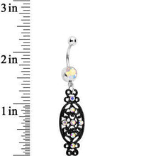 Load image into Gallery viewer, Aurora Czech Stone Black Victorian Design Dangle Belly Ring