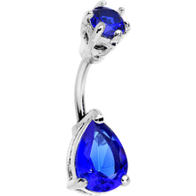 Load image into Gallery viewer, Brilliant Blue Czech Stone Teardrop Belly Ring