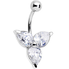 Load image into Gallery viewer, Clear Czech Stone Crystalline Trio Belly Ring