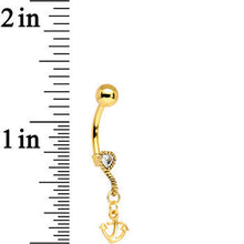 Load image into Gallery viewer, Gold Plated 925 Silver Anchor My Heart Clear Dangle Belly Ring