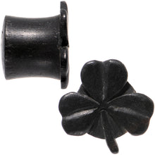 Load image into Gallery viewer, 1/2 Organic Arang Wood Shamrock Single Flare Plug Set