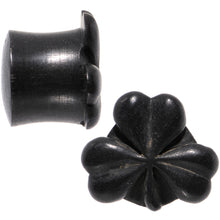 Load image into Gallery viewer, 5/8 Organic Arang Wood Shamrock Single Flare Plug Set
