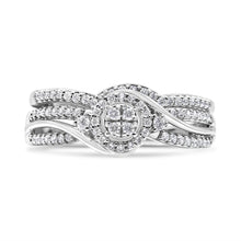 Load image into Gallery viewer, .925 Sterling Silver 1/3 Cttw Composite Diamond Frame Bypass Bridal Set Ring and Band (I-J Color, I2-I3 Clarity) - Ring Size 7