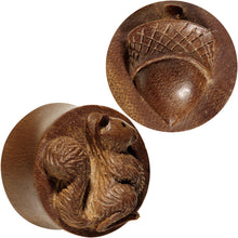 Load image into Gallery viewer, 7/8 Organic Wood Squirrels Gone Nuts Saddle Plug Set