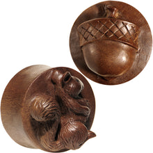 Load image into Gallery viewer, 25mm Organic Wood Squirrels Gone Nuts Saddle Plug Set