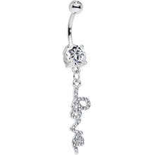 Load image into Gallery viewer, Clear Gem Studded Love Cursive Text Dangle Belly Ring